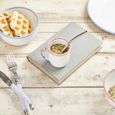 Mate Blanco borde Rosa 6cm