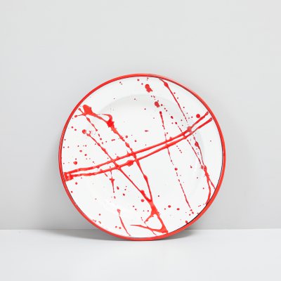 Plato Playo 22cm Manchado Rojo